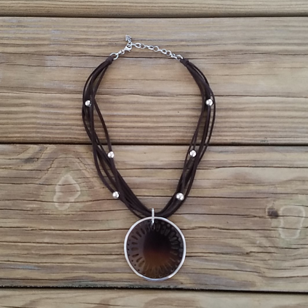 Brown Silver Shell Silpada Necklace - N1433